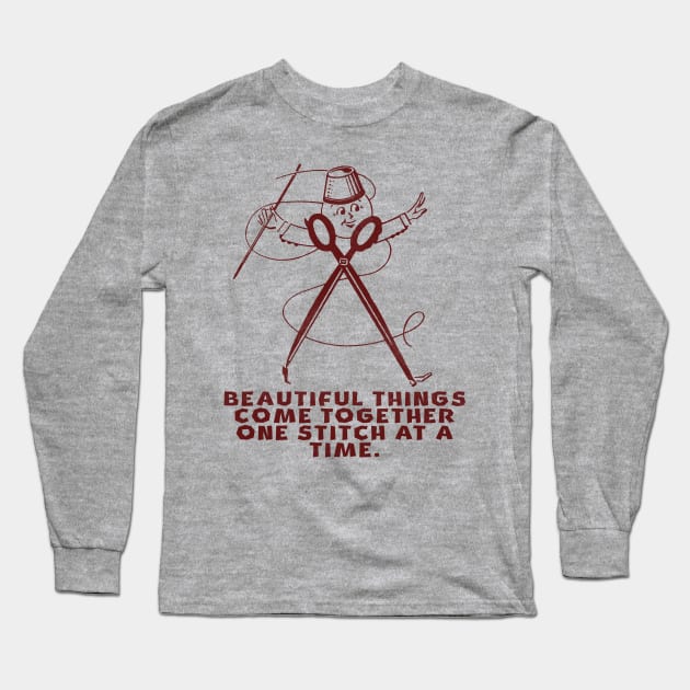 Beautiful Things Come Together One Stitch At A Time Long Sleeve T-Shirt by vokoban